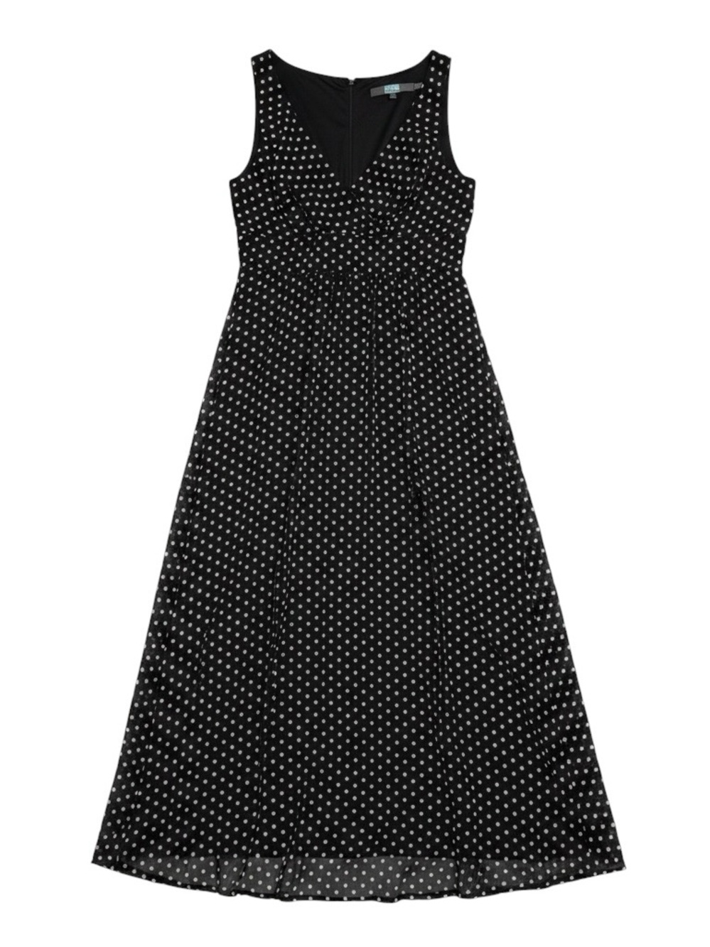 Eva Franco Dainty Floral Clipdot Maxi Dress Black White 10P